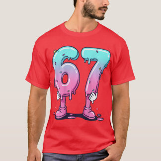 67 Cartoon Nummer Poster Voor Verjaardagsviering T-shirt
