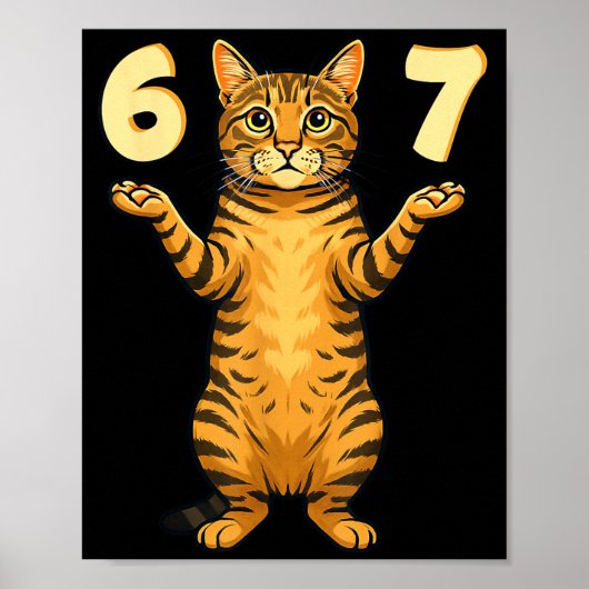 67 Cat Meme Funny Gen Alpha Slang Humor For Teens  Poster (Voorkant)