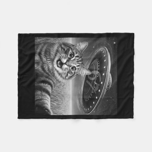 67 Cat Selfie With Alien Ufos Funny Cat Six Seven Fleece Deken (Voorkant (Horizontaal))
