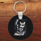 67 Cat Wearing Sungles Gen Alpha Funny Six Seven 6 Sleutelhanger (Voorkant)