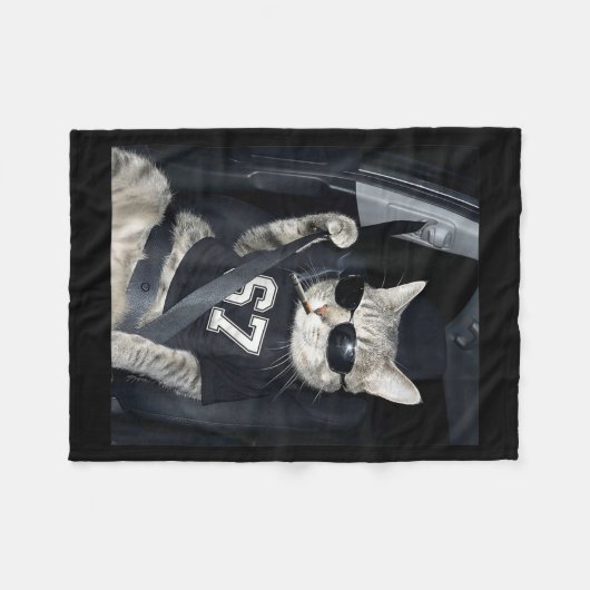 67 Cat Wearing Sungles Gen Alpha Smoking Cat  Fleece Deken (Voorkant (Horizontaal))