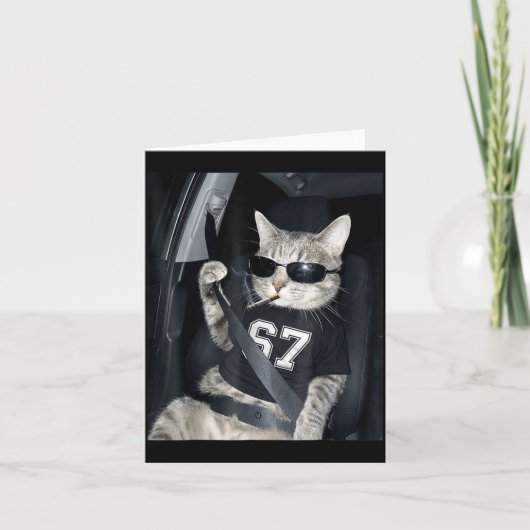 67 Cat Wearing Sungles Gen Alpha Smoking Cat  Kaart (Voorkant)