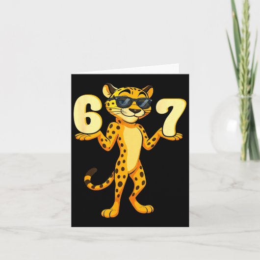 67 Cheetah Meme Six Seven Hands Motion Kids Teens Kaart (Voorkant)