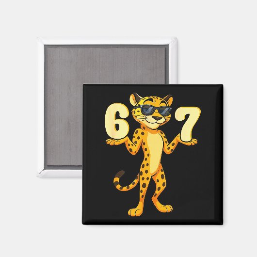67 Cheetah Meme Six Seven Hands Motion Kids Teens Magneet (Voorkant / Achterkant)