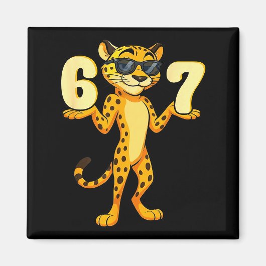 67 Cheetah Meme Six Seven Hands Motion Kids Teens  Magneet (Voorkant)