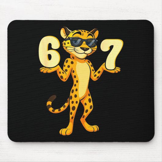 67 Cheetah Meme Six Seven Hands Motion Kids Teens Muismat (Voorkant)