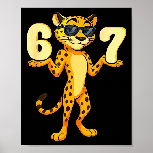 67 Cheetah Meme Six Seven Hands Motion Kids Teens Poster (Voorkant)