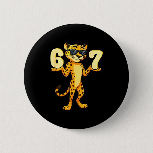 67 Cheetah Meme Six Seven Hands Motion Kids Teens Ronde Button 5,7 Cm (Voorkant)