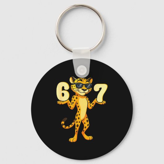 67 Cheetah Meme Six Seven Hands Motion Kids Teens  Sleutelhanger (Voorkant)