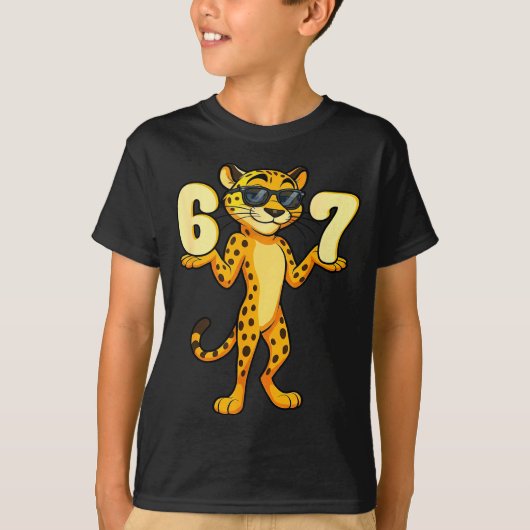67 Cheetah Meme Six Seven Hands Motion Kids Teens  T-shirt (Voorkant)