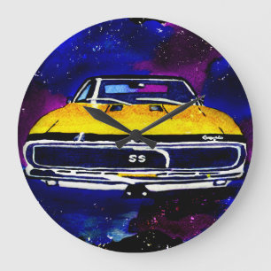 "67 Chevy Camaro SS" Waterverf Art Clock Square Grote Klok