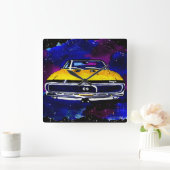"67 Chevy Camaro SS" Waterverf Art Clock Square Vierkante Klok (Huis)