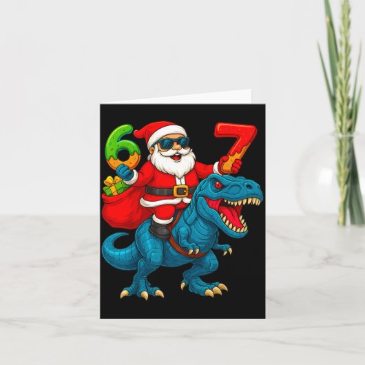 67 Christmas 6 7 Meme Funny Santa Six Seven Xmas B Kaart (Voorkant)