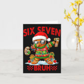 67 Christmas 6 7 Meme Gingerbread Man Xmas Pajamas Kaart (Gele Bloem)