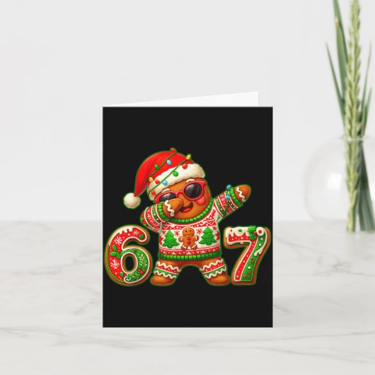 67 Christmas 6 7 Meme Gingerbread Man Xmas Pajamas Kaart (Voorkant)