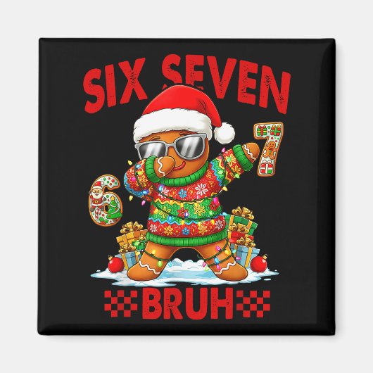 67 Christmas 6 7 Meme Gingerbread Man Xmas Pajamas Magneet (Voorkant)