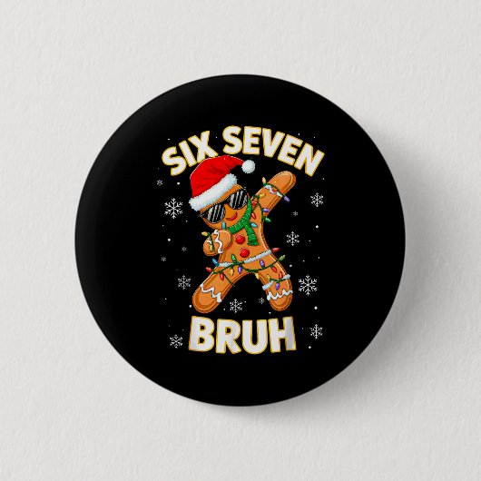 67 Christmas 6 7 Meme Gingerbread Man Xmas Pajamas Ronde Button 5,7 Cm (Voorkant)