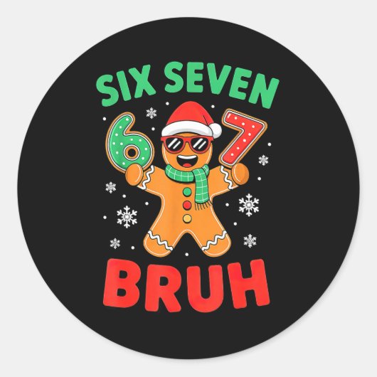 67 Christmas 6 7 Meme Gingerbread Xmas  Ronde Sticker (Voorkant)