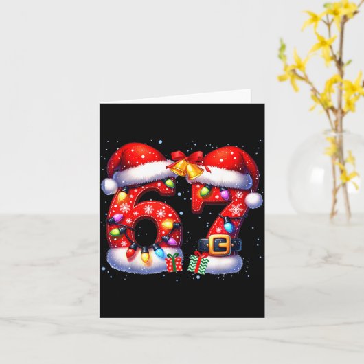 67 Christmas 6 7 Meme Pajamas Holiday Gen Alpha Sl Kaart (Gele Bloem)