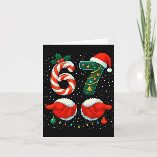 67 Christmas 6 7 Meme Pajamas Holiday Gen Alpha Sl Kaart (Voorkant)