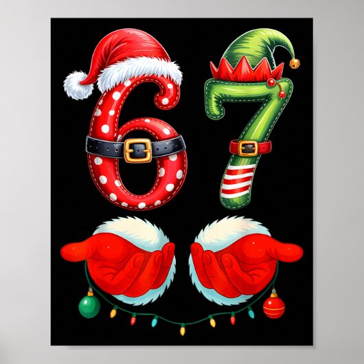 67 Christmas 6 7 Meme Pajamas Holiday Gen Alpha Sl Poster (Voorkant)