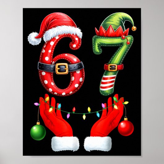 67 Christmas 6 7 Meme Pajamas Holiday Gen Alpha Sl Poster (Voorkant)