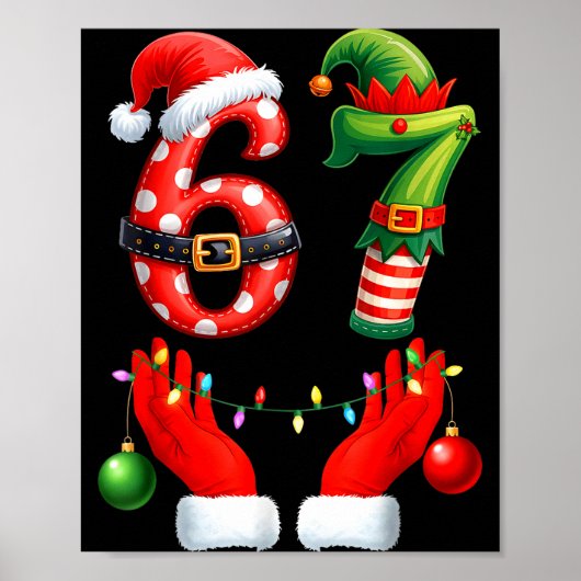 67 Christmas 6 7 Meme Pajamas Holiday Gen Alpha Sl Poster (Voorkant)