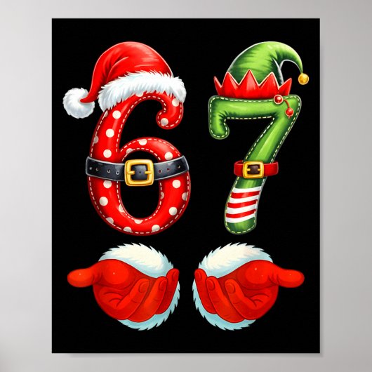 67 Christmas 6 7 Meme Pajamas Holiday Gen Alpha Sl Poster (Voorkant)
