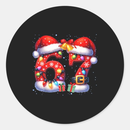 67 Christmas 6 7 Meme Pajamas Holiday Gen Alpha Sl Ronde Sticker (Voorkant)