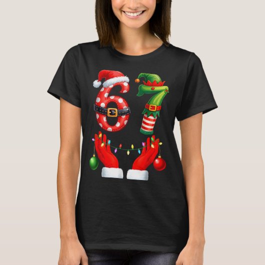 67 Christmas 6 7 Meme Pajamas Holiday Gen Alpha Sl T-shirt (Voorkant)