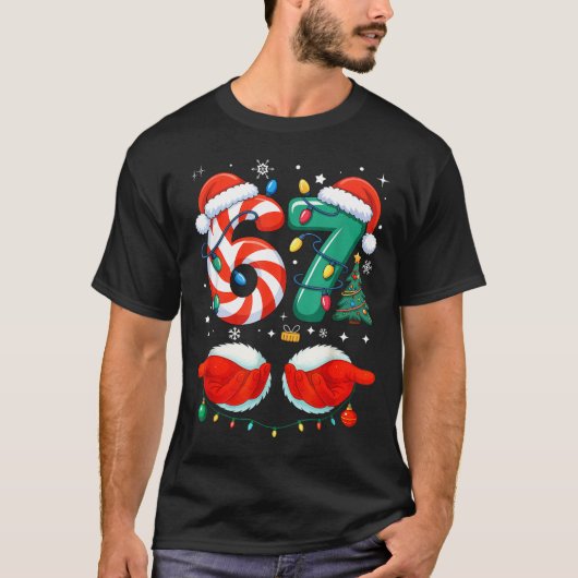 67 Christmas 6 7 Meme Pajamas Holiday Gen Alpha Sl T-shirt (Voorkant)