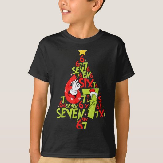 67 Christmas 6 7 Meme Pajamas Holiday Gen Alpha Sl T-shirt (Voorkant)