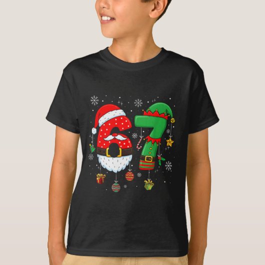 67 Christmas 6 7 Meme Pajamas Holiday Gen Alpha Sl T-shirt (Voorkant)