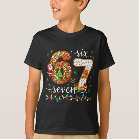 67 Christmas 6 7 Meme Pajamas Holiday Gen Alpha Sl T-shirt (Voorkant)