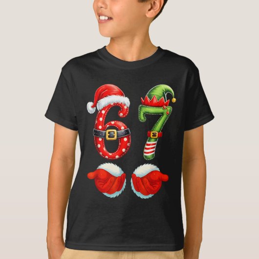 67 Christmas 6 7 Meme Pajamas Holiday Gen Alpha Sl T-shirt (Voorkant)