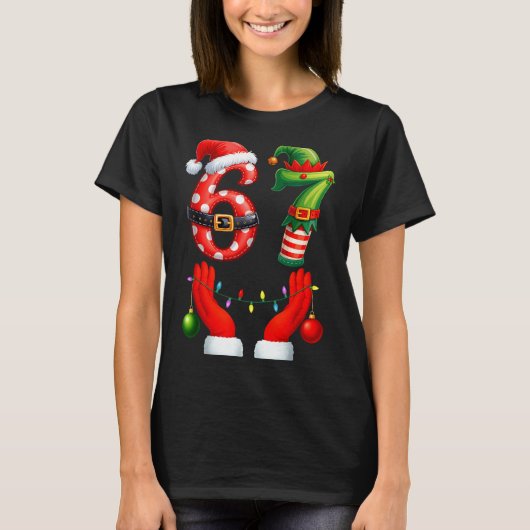 67 Christmas 6 7 Meme Pajamas Holiday Gen Alpha Sl T-shirt (Voorkant)