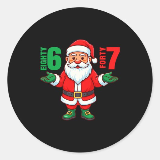 67 Christmas 6 7 Meme Six Seven Funny Santa Xmas 8 Ronde Sticker (Voorkant)