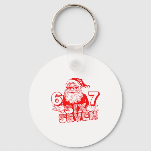 67 Christmas 6 7 Meme Six Seven Funny Santa Xmas B Sleutelhanger (Voorkant)
