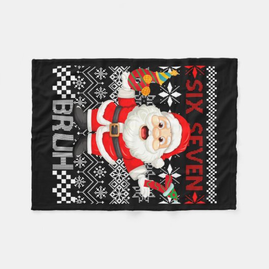 67 Christmas 6 7 Six Seven Bruh Xmas Santa Sweater Fleece Deken (Voorkant (Horizontaal))