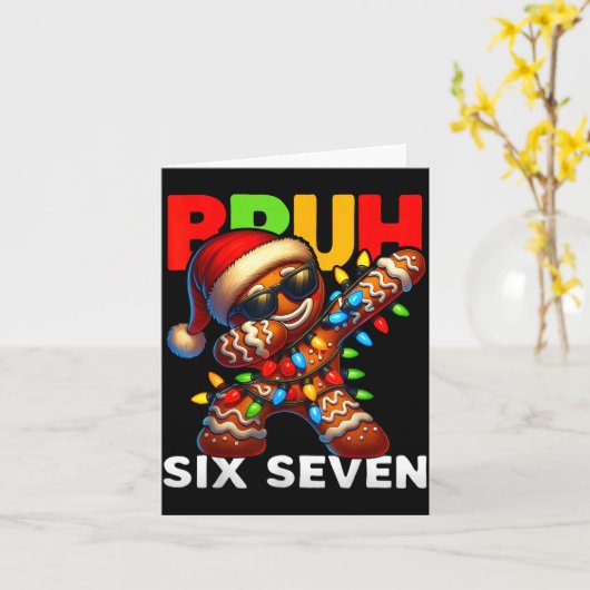 67 Christmas Bruh Funny 67 Gingerbread Dabbing Kid Kaart (Gele Bloem)