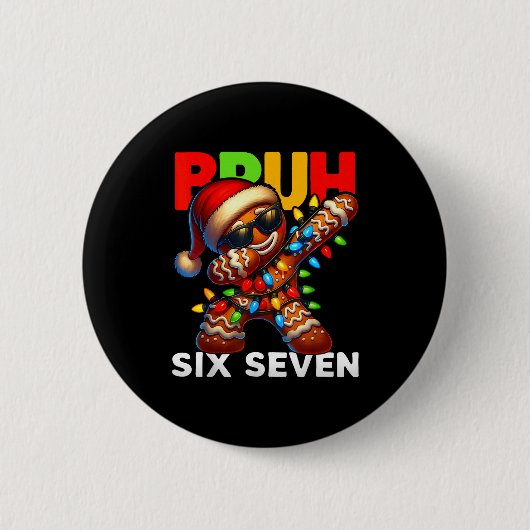 67 Christmas Bruh Funny 67 Gingerbread Dabbing Kid Ronde Button 5,7 Cm (Voorkant)