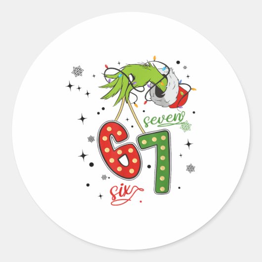 67 Christmas Costume Funny Winter Celebration  Ronde Sticker (Voorkant)