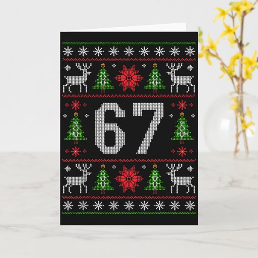 67 Christmas Costume Pajamas Xmas Holiday Number 6 Kaart (Gele Bloem)