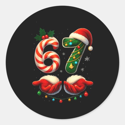 67 Christmas Couple Pajamas Matching Holidays Six  Ronde Sticker (Voorkant)