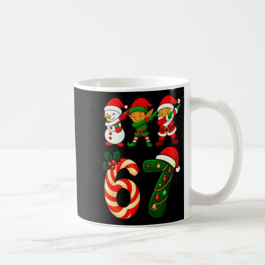 67 Christmas Dabbing Santa Elf Snowman Funny Six S Koffiemok (Rechts)