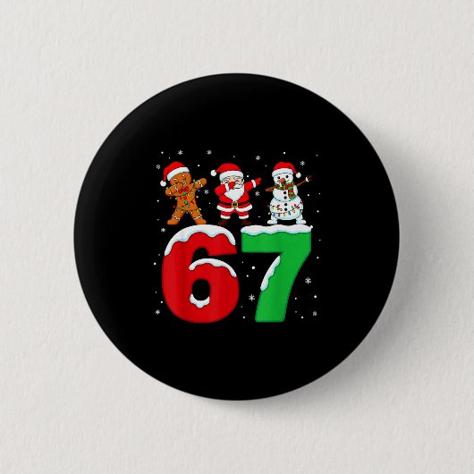 67 Christmas Dabbing Santa Snowman Funny Six Seven Ronde Button 5,7 Cm (Voorkant)