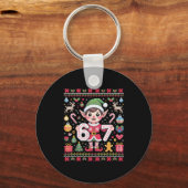 67 Christmas Elf Ugly Sweater Cute 6 7 Meme Xmas B Sleutelhanger (Voorkant)