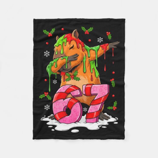 67 Christmas Funny 67 Brainrot Youth Kids Capybara Fleece Deken (Voorkant)