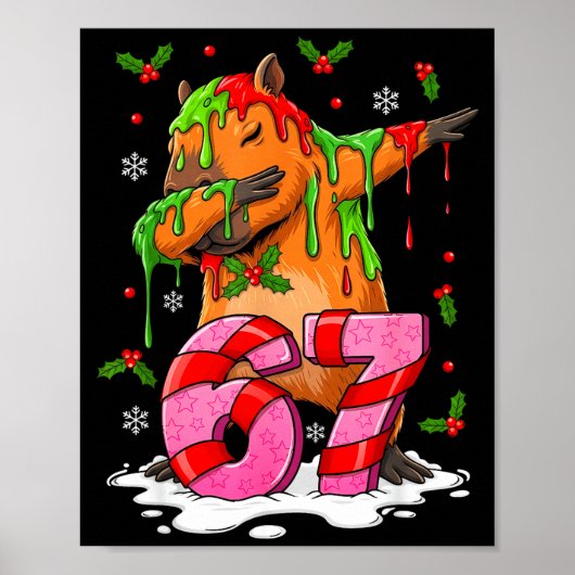67 Christmas Funny 67 Brainrot Youth Kids Capybara Poster (Voorkant)