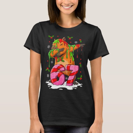 67 Christmas Funny 67 Brainrot Youth Kids Capybara T-shirt (Voorkant)